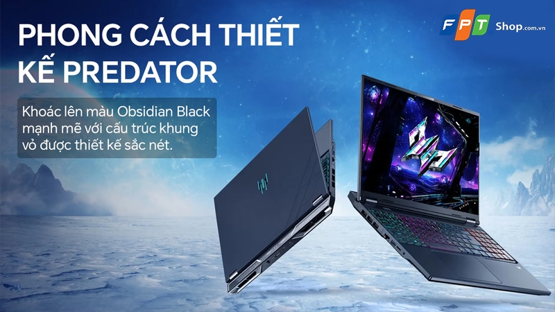 Laptop có màu Obsidian Black mạnh mẽ