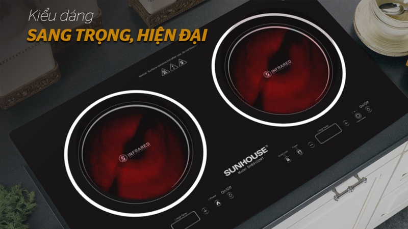 Bếp hồng ngoại Sunhouse sở hữu kiểu dáng hiện đại
