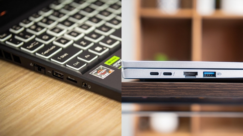Cổng kết nối của Acer Nitro và Acer Swift không có gì khác biệt