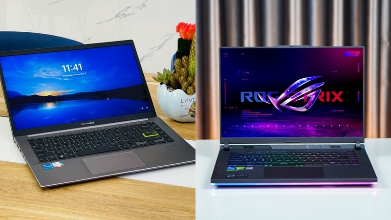 Vivobook thường mỏng nhẹ, Rog thường nặng và hầm hố hơn
