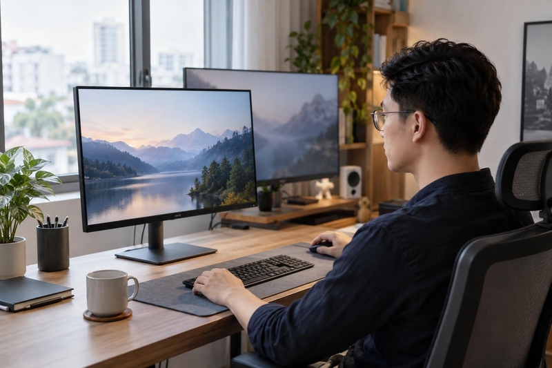 Khi làm việc hoặc giải trí, màn hình 27 inch dễ bao quát, 32 inch dễ mỏi cổ