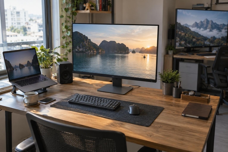Màn hình 27 inch linh hoạt, 32 inch kén bàn nông