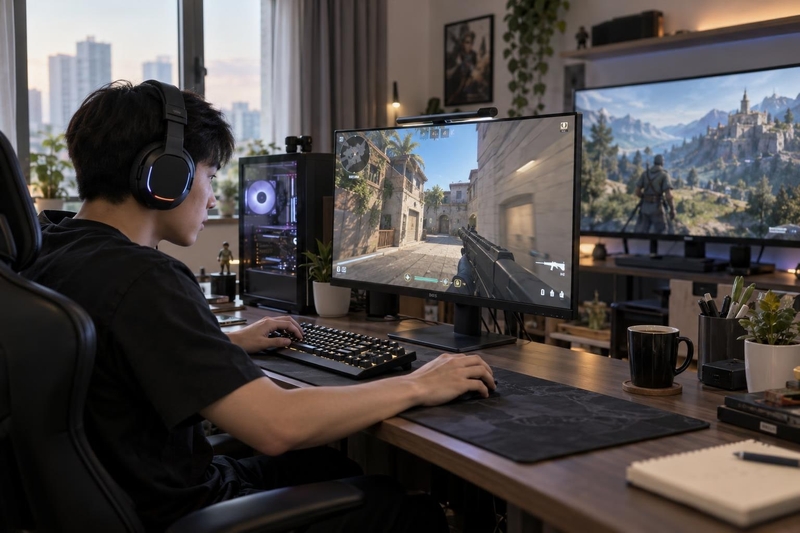 Kích thước 27 inch là lựa chọn tiêu chuẩn giúp giữ toàn bộ màn hình khi chơi game FPS