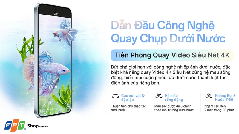 Người dùng có thể sử dụng Reno 14 để quay chụp dưới nước