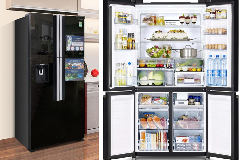 So s&aacute;nh tủ lạnh Panasonic 4 c&aacute;nh v&agrave; Hitachi (2)