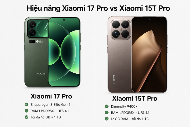 Hiệu năng Xiaomi 17 vs Xiaomi 15T Pro