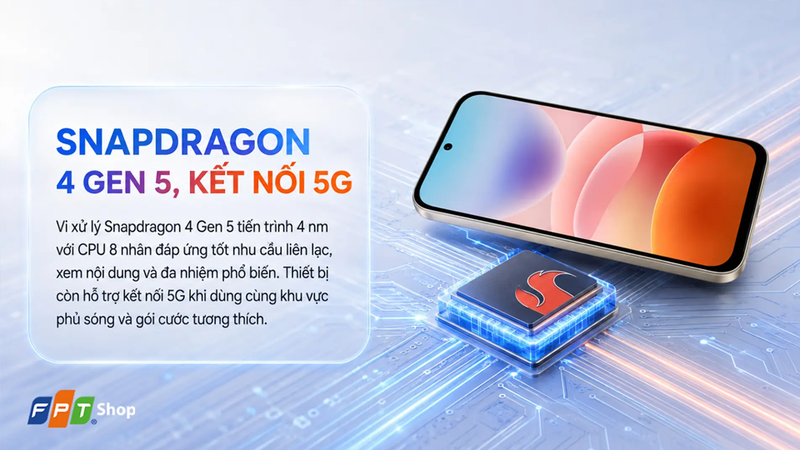 Redmi 17 5G thì được trang bị chip Snapdragon 4 Gen 5