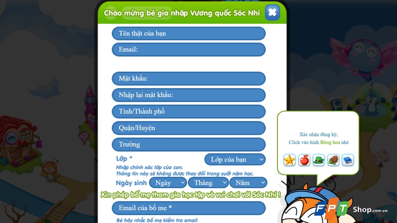 Đăng ký tài khoản Sóc Nhí
