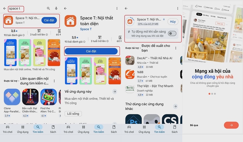 Cách tải về ứng dụng Space T: Nội thất toàn diện cho thiết bị Android của bạn