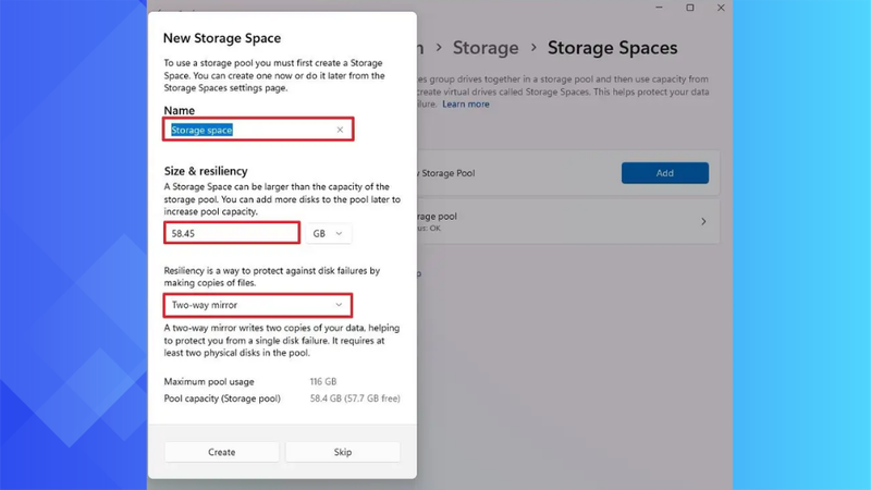Hướng dẫn chi tiết 9 bước tạo Pool và Storage Space trên Windows bước 7