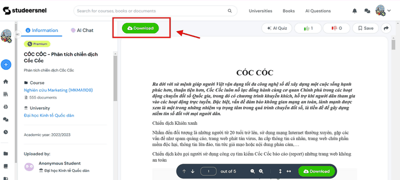 Cách tải file Studeersnel hiệu quả trên máy tính