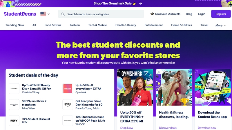 Student Beans có giao diện thân thiện và thu hút