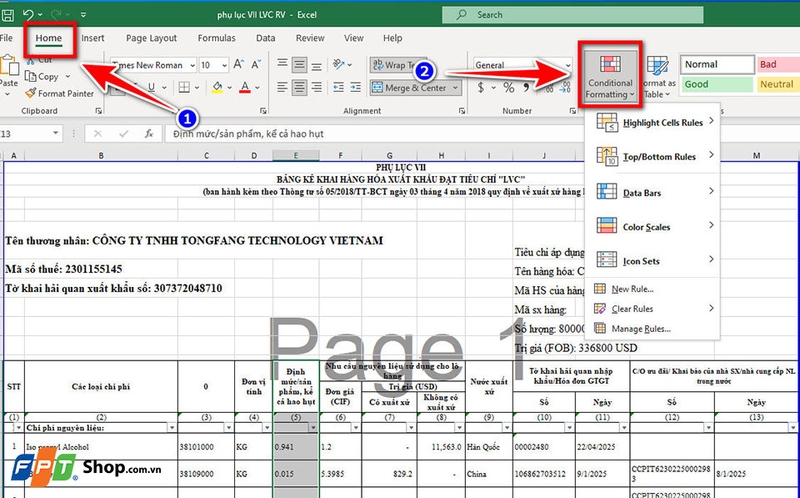 Sử dụng định dạng có điều kiện trong Excel - 04