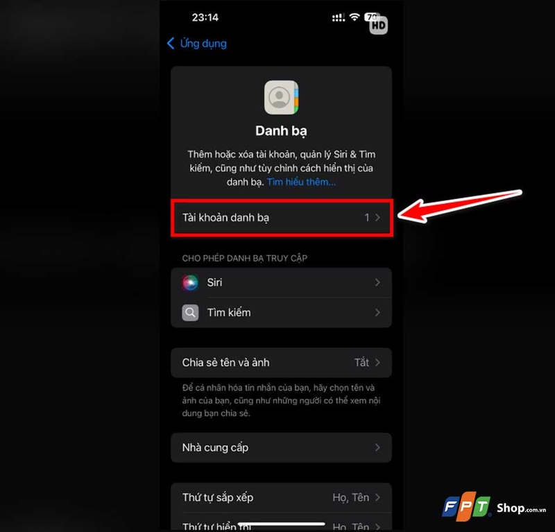 Sử dụng tài khoản danh bạ khác trên iPhone - 05