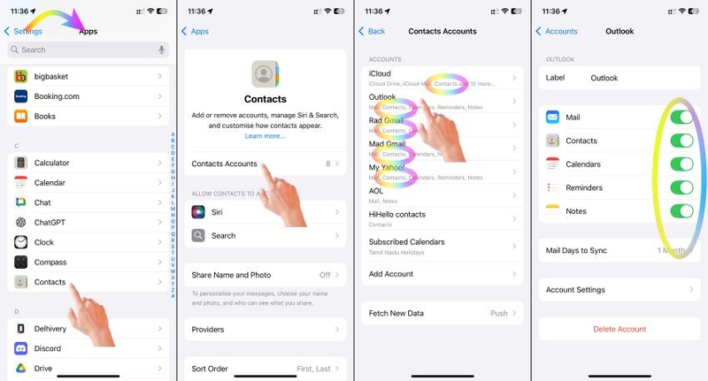 sử dụng tài khoản danh bạ khác trên iPad - Hình 2