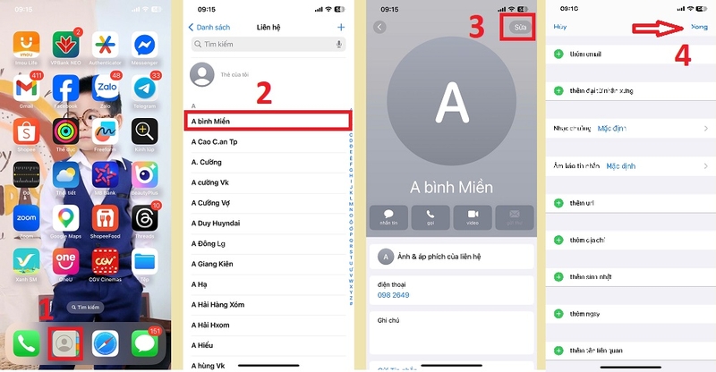 Sửa thông tin liên hệ trong ứng dụng Danh bạ trên iPhone 3