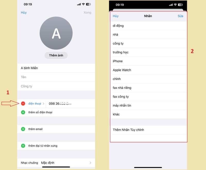 Sửa thông tin liên hệ trong ứng dụng Danh bạ trên iPhone 6