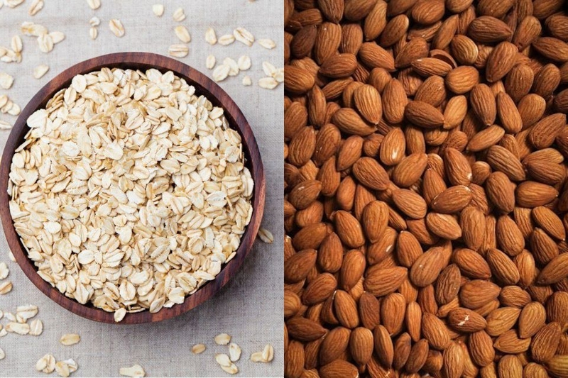 Nguyên liệu cần chuẩn bị để làm sữa hạt yến mạch hạnh nhân