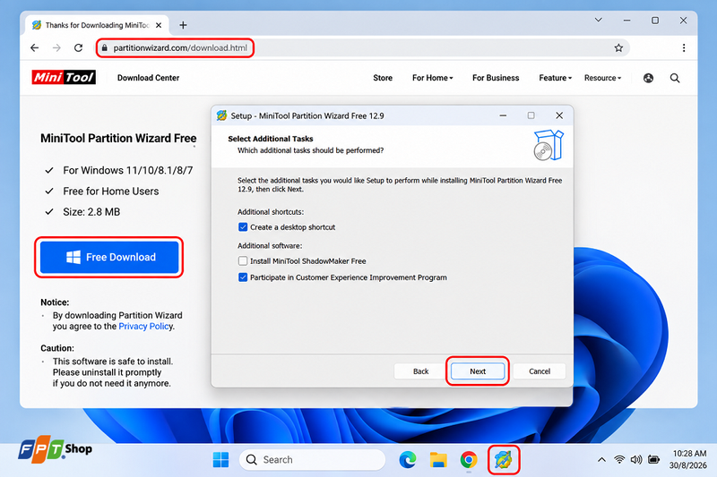 Tải và cài đặt MiniTool Partition Wizard