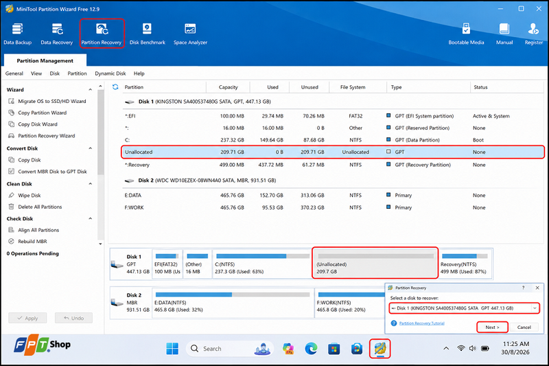 Sử dụng Partition Recovery khi phân vùng bị mất