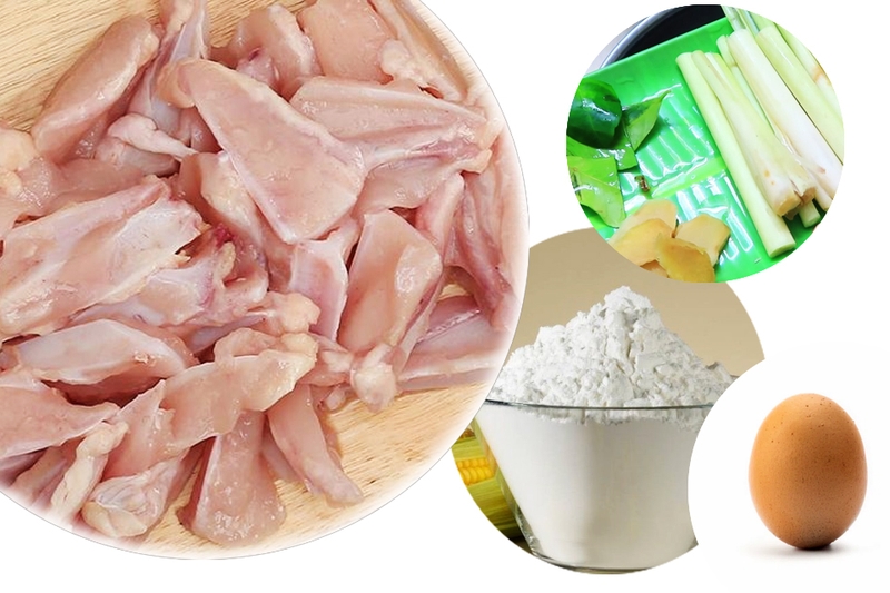 Chuẩn bị nguyên liệu làm sụn gà rang muối.