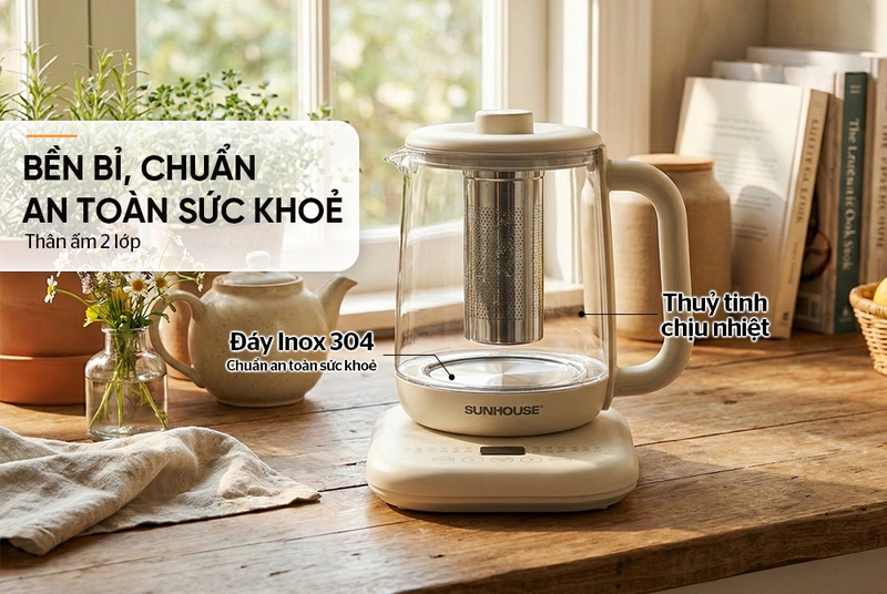 Bình đun siêu tốc thủy tinh Sunhouse 1.8 lít SHD1335 - hình 7
