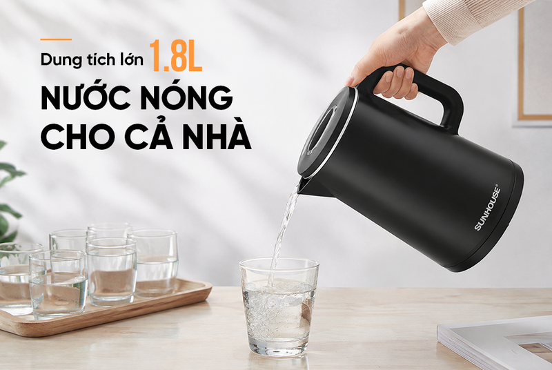 Bình đun siêu tốc inox 2 lớp Sunhouse 1.8 lít SHD1380 - hình 3