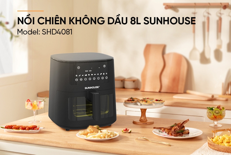 Nồi chiên không dầu điện tử Sunhouse 8 lít SHD4081 - hình 1