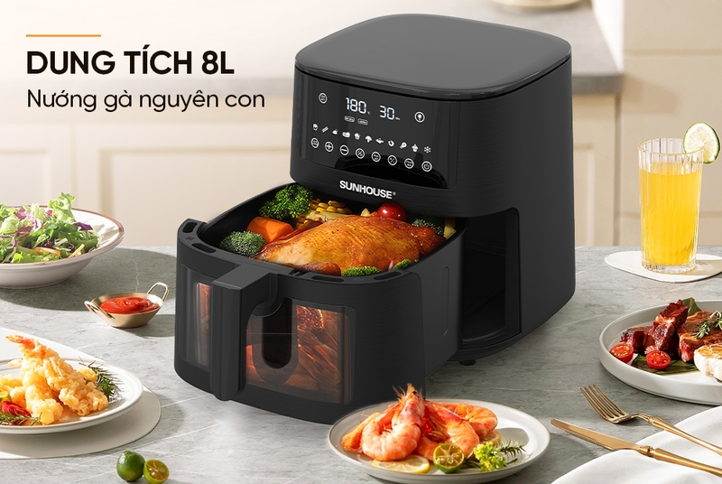 Nồi chiên không dầu điện tử Sunhouse 8 lít SHD4081 - hình 3