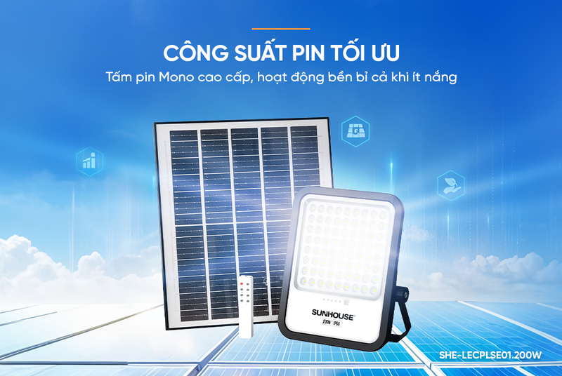 Đèn pha năng lượng mặt trời Sunhouse Eco SHE-LECPLSE01.200W - hình 4