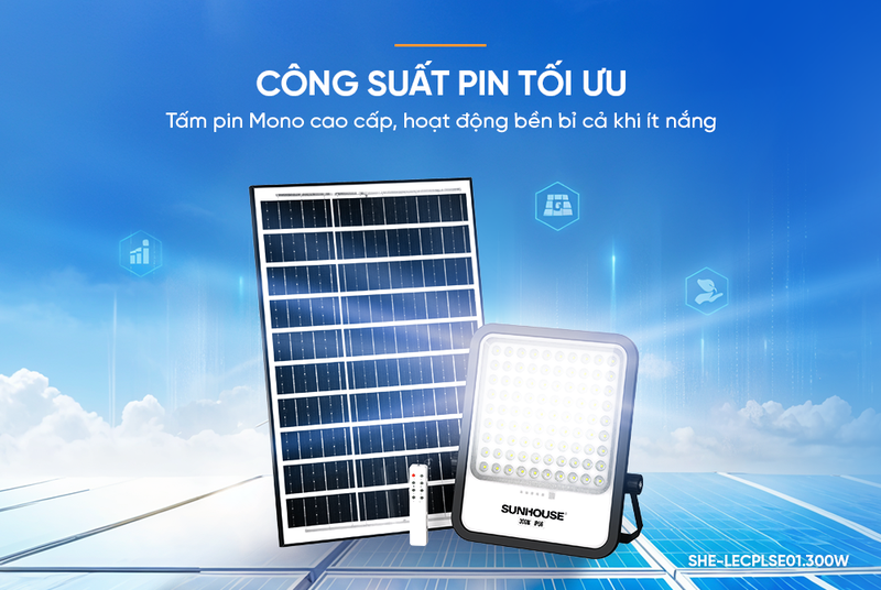 Đèn pha năng lượng mặt trời Sunhouse Eco SHE-LECPLSE01.300W - hình 6