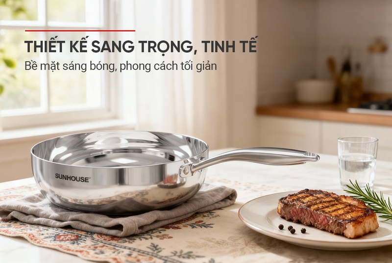 Chảo Inox sâu lòng 3 lớp Sunhouse Healthy IN26M11 - hình 2