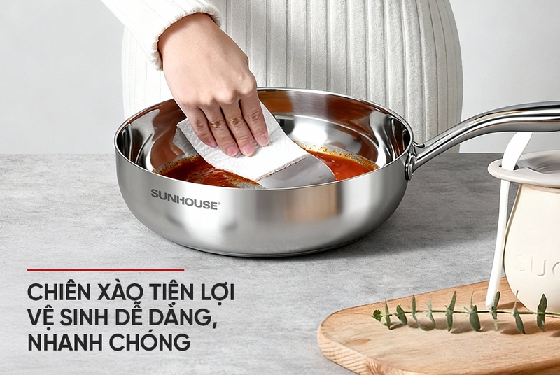 Chảo Inox sâu lòng 3 lớp Sunhouse Healthy IN26M11 - hình 1