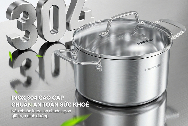 Bộ nồi chảo Inox 3 đáy Sunhouse Healthy SHG811 - hình 5