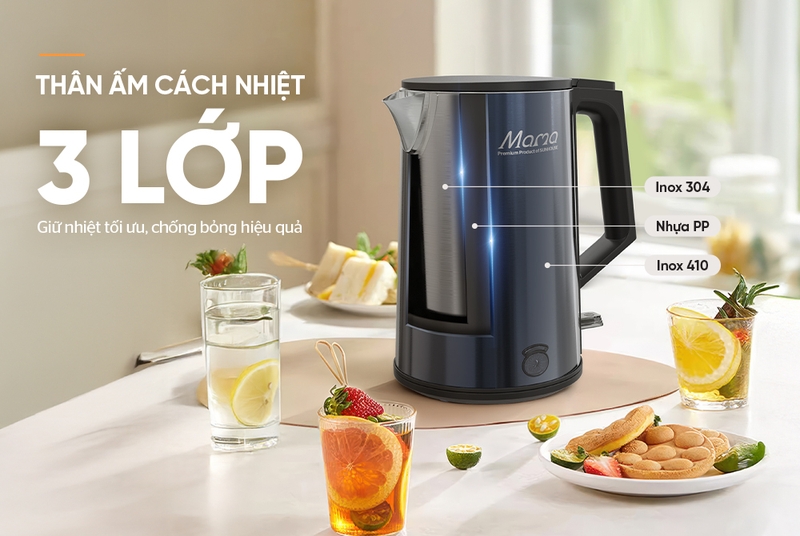 Bình đun siêu tốc inox 3 lớp Sunhouse Mama 1 lít SHD1373 - hình 3