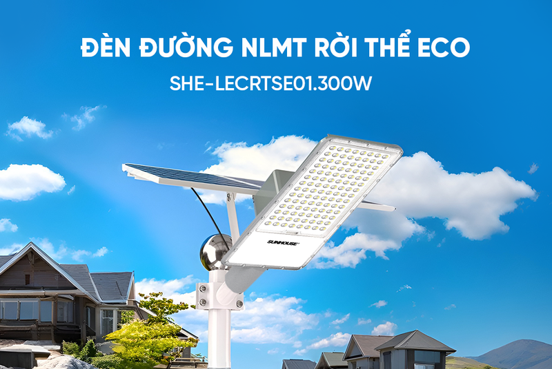 Đèn đường năng lượng mặt trời Sunhouse rời thể Eco SHE-LECRTSE01.300W - hình 1