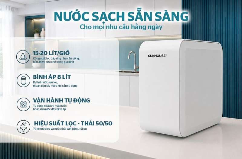 Máy lọc nước RO Sunhouse SHA8868U 8 lõi - hình 7