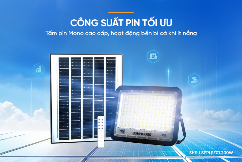 Đèn pha năng lượng mặt trời Sunhouse Spec SHE-LSPPLSE01.200W - hình 5