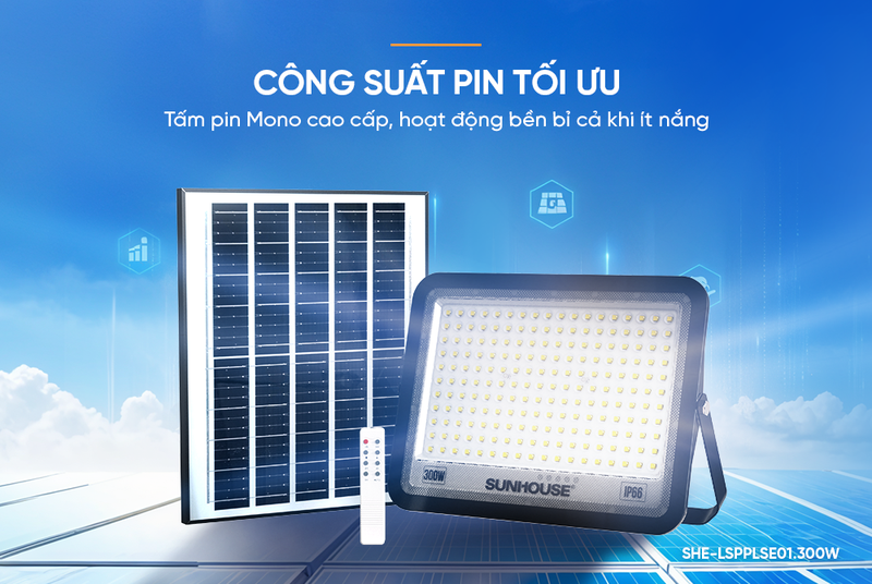 Đèn pha năng lượng mặt trời Sunhouse Spec SHE-LSPPLSE01.300W - hình 4