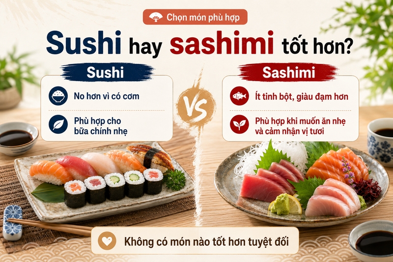 Sushi hay sashimi tốt hơn