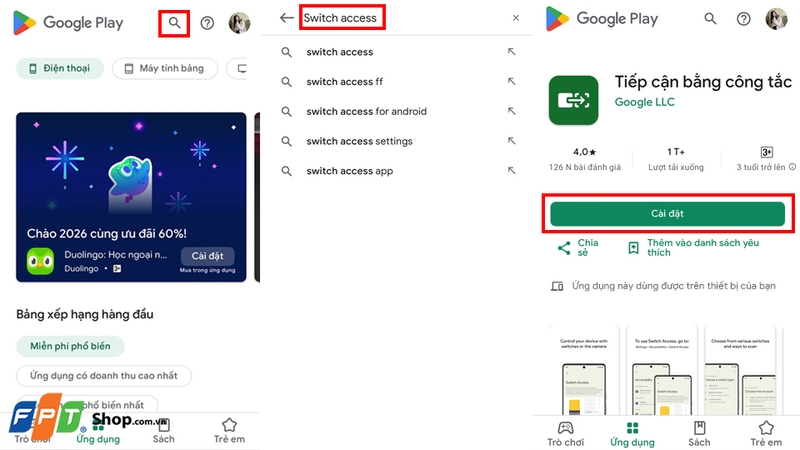 Tải xuống Switch Access nếu chưa có sẵn tính năng
