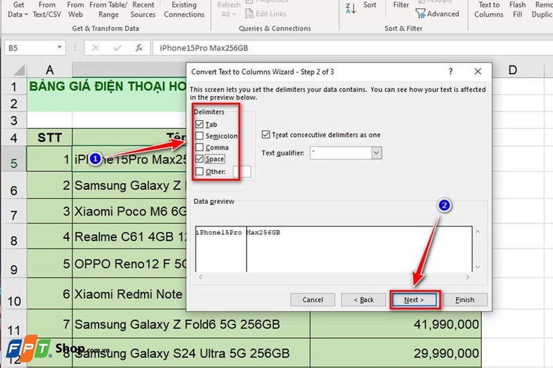 Tách 1 ô thành 2 ô trong Excel - Ảnh 06