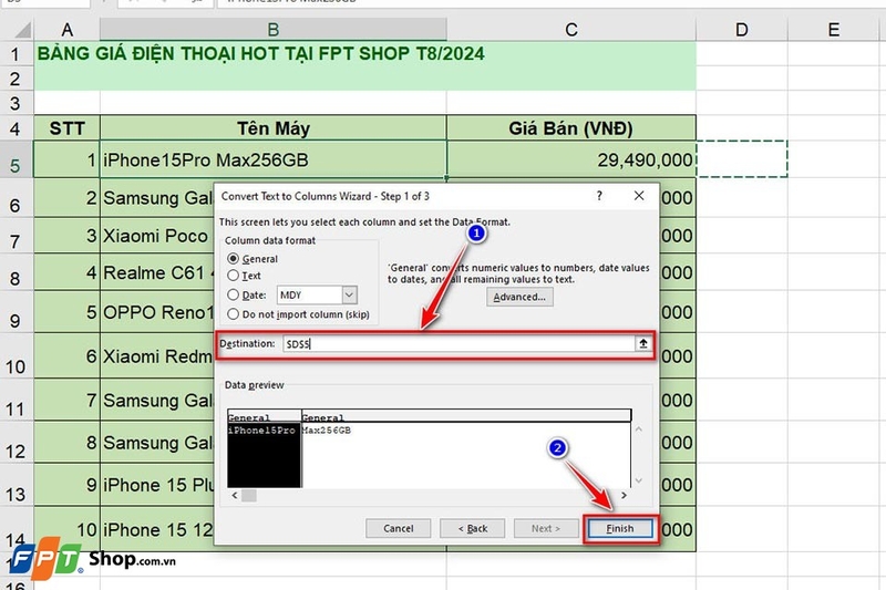 Tách 1 ô thành 2 ô trong Excel - Ảnh 08