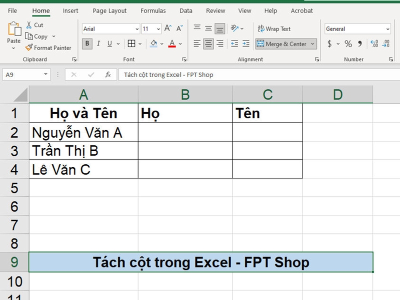 Tách cột trong Excel - 04