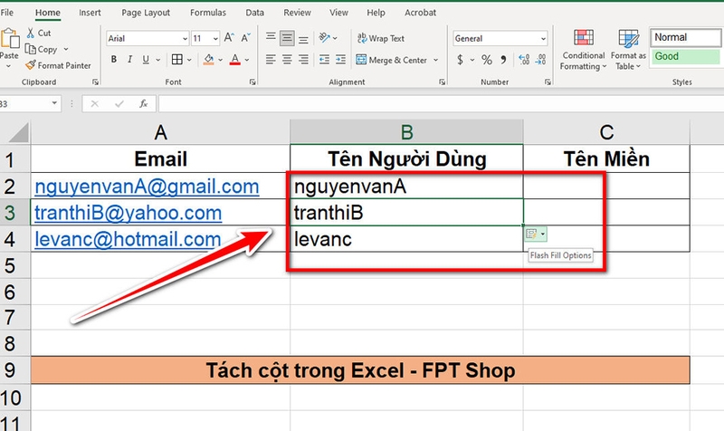 Tách cột trong Excel - 13