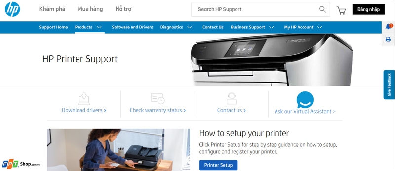 Trang hỗ trợ chính thức của HP, nơi tải driver máy in