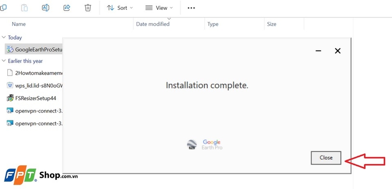 Đóng giao diện tải ứng dụng