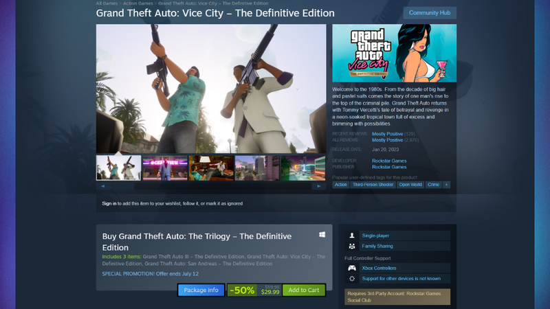Mua Vice City trên Steam