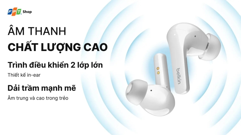 Tai nghe Belkin âm thanh phong phú, sống động
