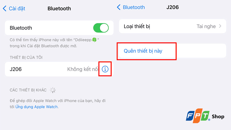 Xóa lịch sử đã ghép nối